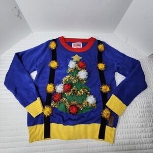 Tipsy Elves Sweater Mens Large Ugly Sweater Christmas Tree Suspenders